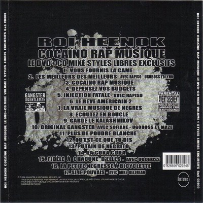 ROI HEENOK  "COCAINO RAP MUSIC " INCLUS DVD BONUS